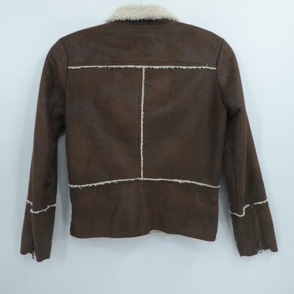 Prana Jacket Womens Small‎ Brown Faux Suede Sherpa Lined Esme Moto Boho Gorp - Picture 2 of 11